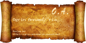 Ogrin Annamária névjegykártya